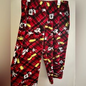 Mickey Mouse Red Furry Fleece Pajama Oversized Bottoms PJ Pants Disney XL